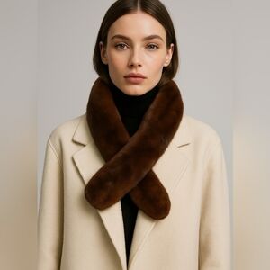 Mink Collar (brown) Extremely Soft. real mink fur VINTAGE Size 40x4 in
